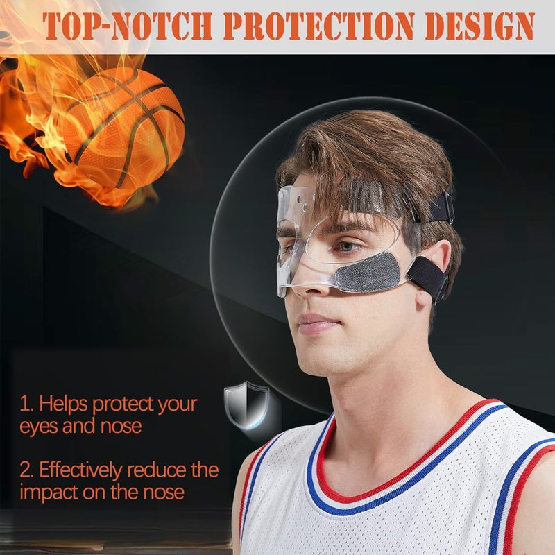 LENASETH Nose Guard for Broken Nose Baseball Softball Basketball Face Mask Adjustable Face Shield Masks with Padding Nose Guard Protects Nose and Eye from Injury for Men and Women - Image 2